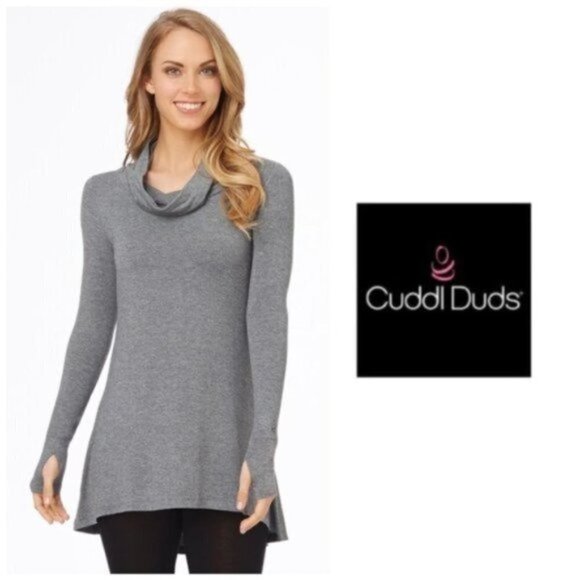Cuddl Duds Womens Gray Cowlneck Long Sleeve Soft Knit Tunic Top Sz XL New - Picture 4 of 7